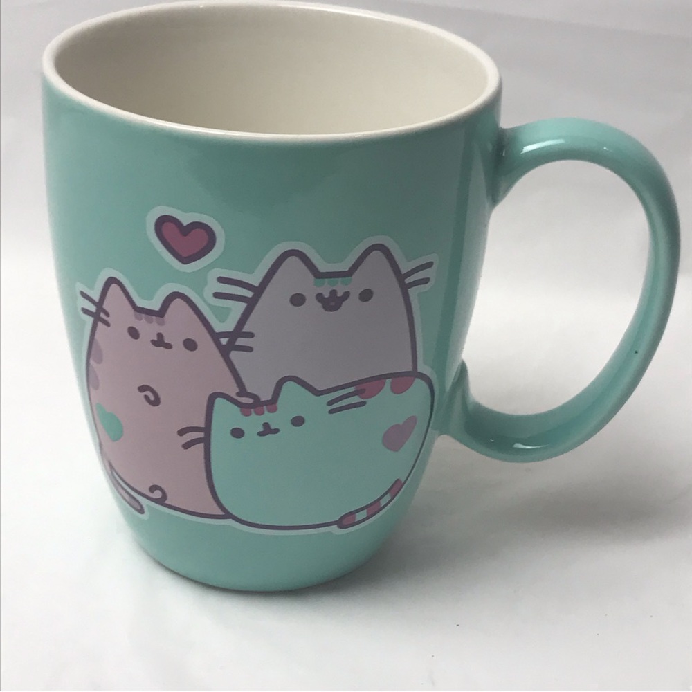 Turquoise Pusheen Ceramic Cat Mug Kawaii - Picture 2 of 6